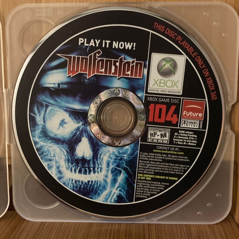 Wolfenstein Xbox 360 demo disc